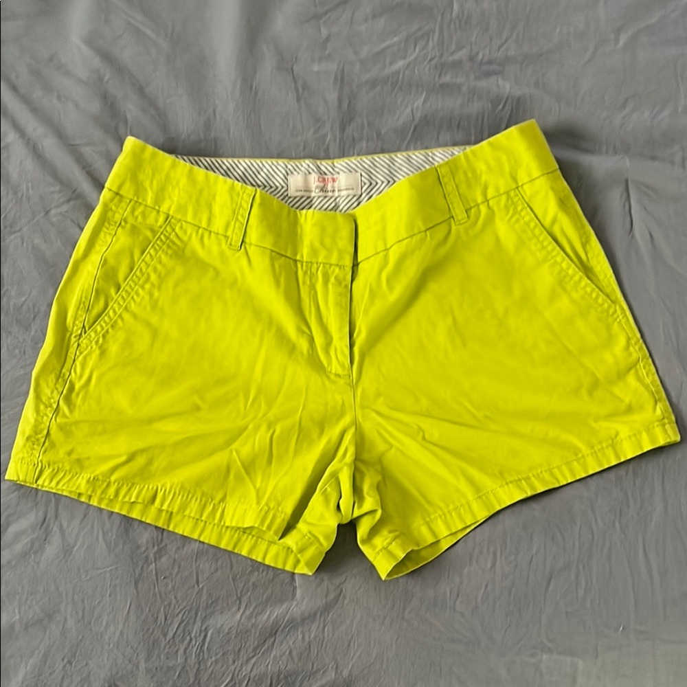 J. Crew Neon Yellow Bermuda Shorts Vibrant Cotton Blend